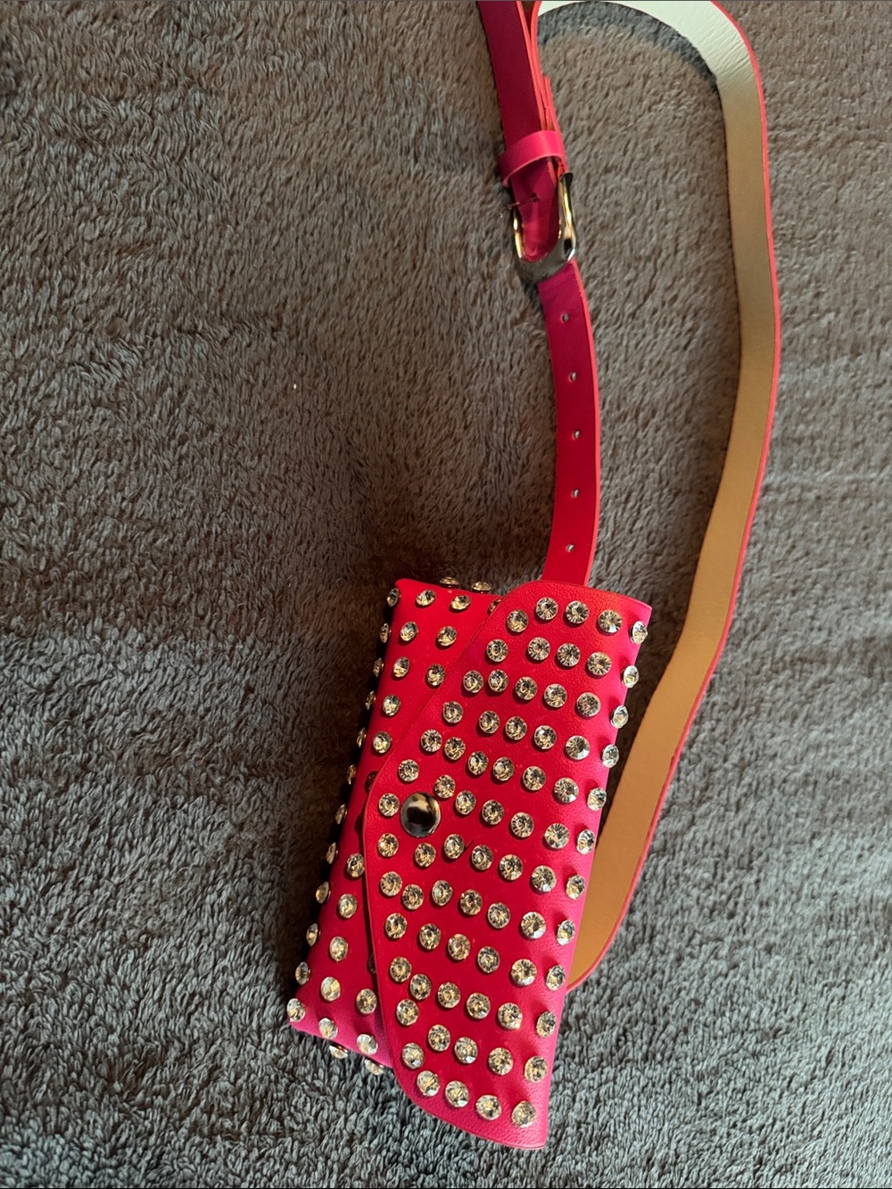 Studded Pink Crossbody Belt Bag - Designer Style